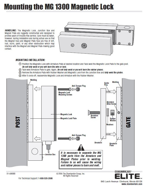 LiftMaster MG1300 Gate Lock Canada Free Shipping Overhead