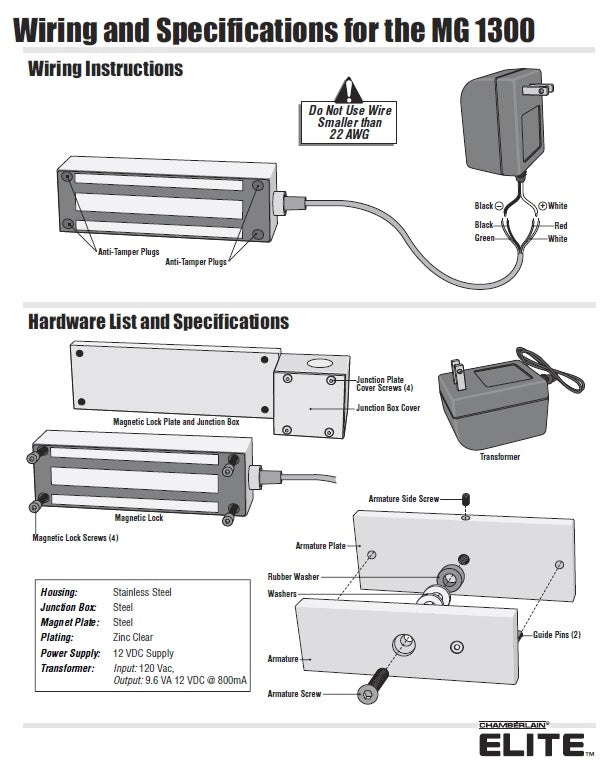 LiftMaster MG1300 Gate Lock Canada Free Shipping Overhead