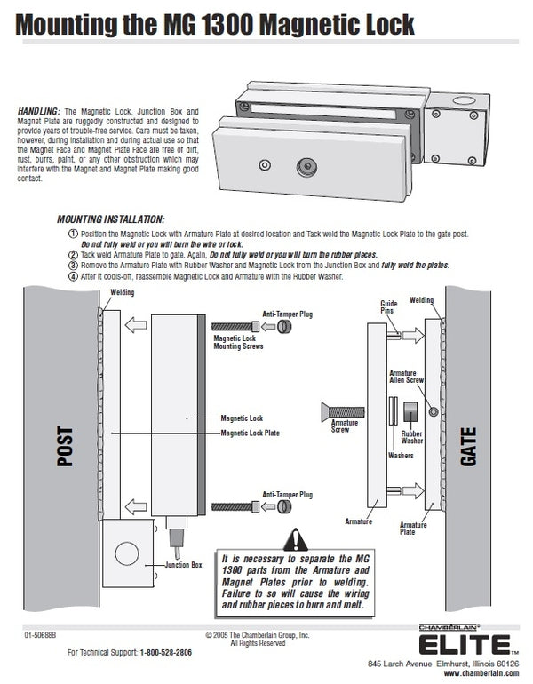 LiftMaster MG1300 Gate Lock Canada Free Shipping Overhead